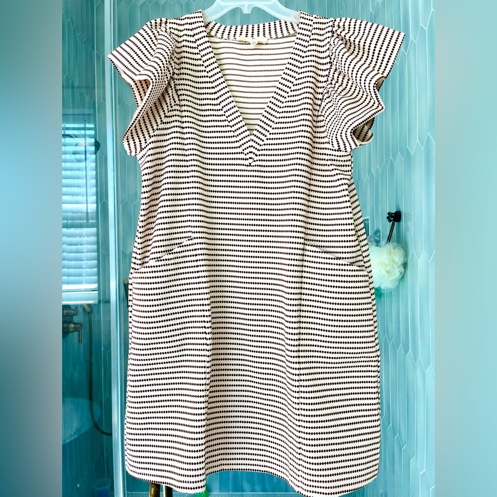 Cream and brown textured dress